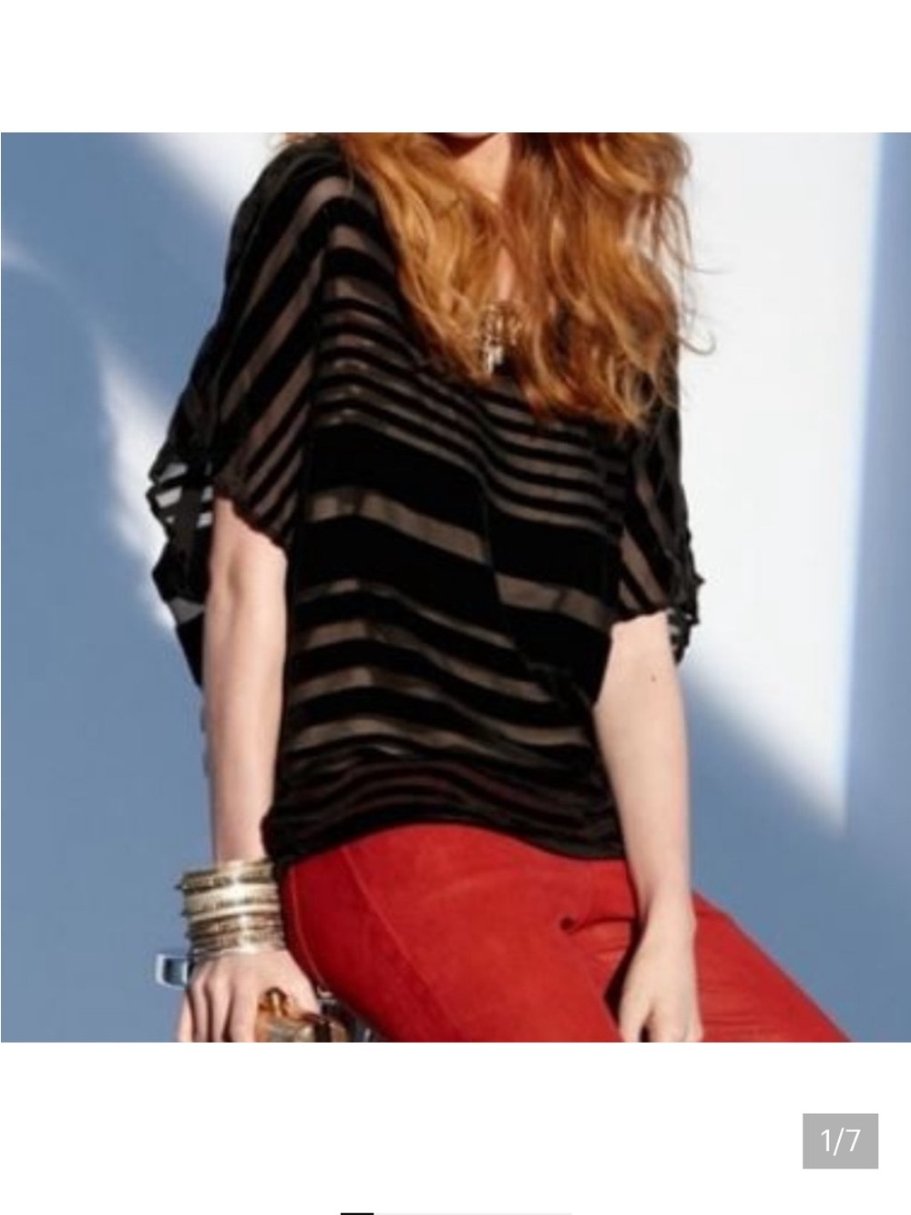 Joie ‘Perston’ black velvet silk striped sheer blouse. Sexy & sophisticated. EUC
